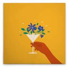 Картина на холсте A.S. Création Flower Glass 1 цвет gelbweissblaugrünbraun