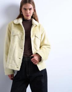 Куртка Topshop из искусственного меха пони в стиле вестерн с принтом «пахта»