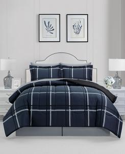 Комплект постельного белья в клетку, 8 предметов Macy's, темно-синий
