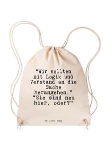 Спортивная сумка Нам следует использовать логику... с поговоркой в сливках Mr. & Mrs. Panda