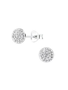 Alexander York Серьги-гвоздики Geo CRYSTAL из белого серебра 925 пробы, комплект из 2 штук