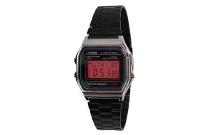 CASIO Кварцевые часы унисекс с черным циферблатом на стальном браслете