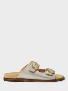 Сандалии с кожаным ремешком и металлической пряжкой Crew Clothing, Silver