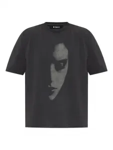 Футболка из хлопка с принтом лица MISBHV, черный