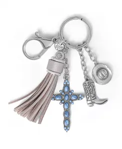 Брелок с подвеской в виде западного креста и кисточки Jessica Simpson, silver/turquoise