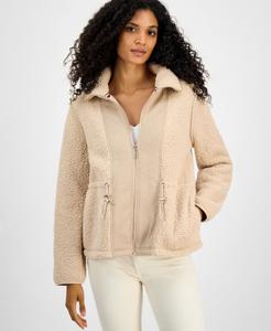 Женская куртка с длинными рукавами и застежкой-молнией из искусственной овчины Tommy Hilfiger, Lt Fawn