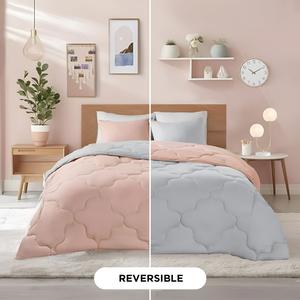 Комплект постельного белья Queen Size Comfort, коралловый/светло-серый