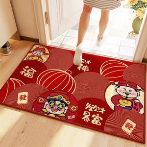 Saipos Ковер 80х100 см для прихожей новогодний, красный, с тиснением, износостойкий