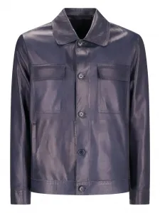 Кожаная куртка-рубашка Salvatore Santoro, синий