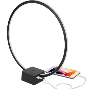 Настольная светодиодная лампа Circle 38 см с регулировкой яркости и USB-портом Brightech, черный