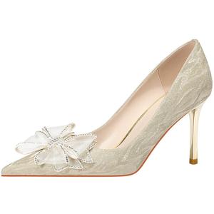 Женские туфли на тонком каблуке, золотистого цвета Lan Miao, Gold