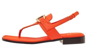 Gancini кожаные плоские сандалии Ferragamo, оранжевый