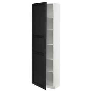 Высокий шкаф с полками METOD IKEA, 60x37x200 см, цвет white/lerhyttan black stained