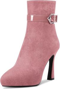 Женские ботильоны Castamere с острым носком, высокой платформой и каблуком-стилет, короткие с молнией и пряжкой, сексуальные каблуки 10 см, Pink A