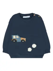 Свитер с машинкой-снежинкой Mayoral, синий