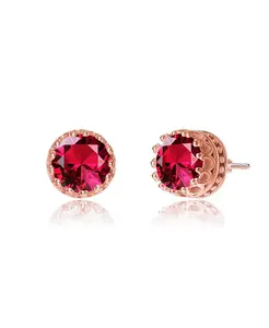 Элегантные круглые серьги-гвоздики «Королевская принцесса» из стерлингового серебра Rachel Glauber, red