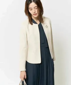 Твидовый пиджак без воротника Avv, цвет Beige