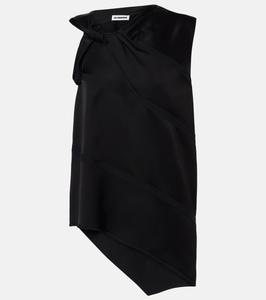 Асимметричный атласный топ Jil Sander, черный