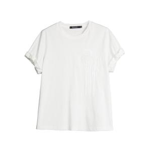 ELLE Футболка женская белая с круглым вырезом тонкая