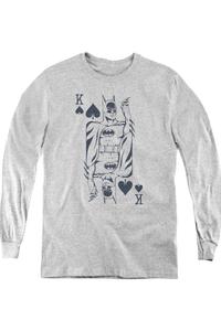 Футболка с длинным рукавом DC Comics Bat Card для молодежи Gildan, Athletic Heather