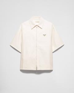 Рубашка из наппы Prada, мелово-белый
