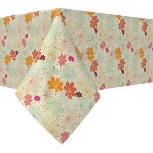 Прямоугольная скатерть, 100 % хлопок, 52x120 дюймов, листья с трафаретом в стиле ретро.