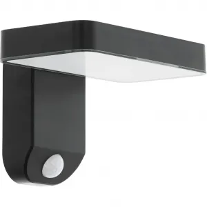 Настенный светильник PASTION LED, пластик, солнечная энергия, наружный, для террасы, лампа LED-модуль 1 шт. Теплый белый свет, настенный/потолочный светильник - L18 x H12 x AL13 см - черный - 4,5 Вт включительно. Eglo, черный