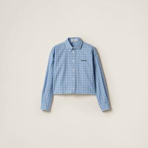 Клетчатая поплиновая рубашка Miu Miu, синий