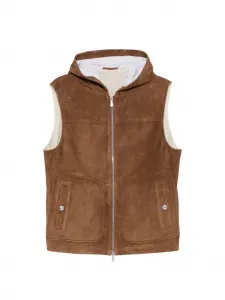 Жилет с капюшоном Eleventy, коричневый