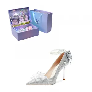 ROBINHOOD Эксклюзивные туфли на высоком каблуке Castle с 3D подарочной коробкой серебристого цвета, цвет Silver[Dream Castle Exclusive 3D Gift Box]
