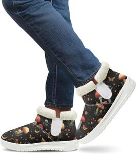 Зимние женские сапоги с утеплителем, с внутренней подкладкой из фланели, удобные легкие повседневные уличные ботинки для прогулок Hechitok, Mushroom Butterfly