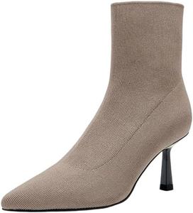 Женские кожаные ботильоны на высоком каблуке с острым носком в винтажном стиле Generic, Apricot