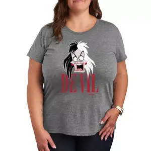 Футболка plus size с принтом Круэллы де Виль "101 далматинец" Disney, серый