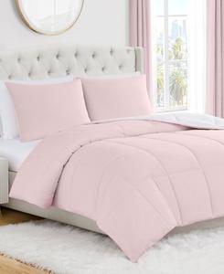 Двустороннее одеяло с квадратной строчкой, 3 предмета, размер Full/Queen Juicy Couture, Pink Marshmallow, White