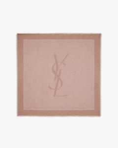 Квадратный шарф CASSANDRE из кашемира и шелкового этамина Saint Laurent, коричневый