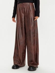 Широкие брюки из искусственной кожи Haveone, коричневый