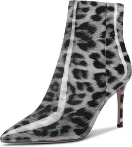 Женские ботильоны Aachcol, короткие сапожки, зауженный носок, на высоком каблуке-кубике 3,5 дюйма, на молнии, с лаковой отделкой, Multicolor L