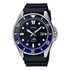 Часы Men's CASIO Waterproof Quartz Luminous Pointer Calendar Blue 44mm Resin Strap Watch Mens Black Analog, черный