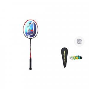Лининг K074 ракетка бадминтонная унисекс для начинающих с полным карбоном, контролирующего типа, для всесторонней игры и защиты, черно-красная