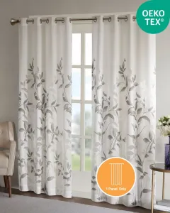 Полупрозрачная штора Cecily Burnout с принтом, длина 213 см, ширина 127 см, подходит для спальни и гостиной, легко вешается, подходит для карниза диаметром до 3 см, серая полупрозрачная штора Madison Park