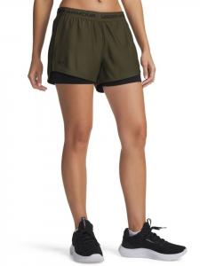 Спортивные шорты Tech Play Up 2In1 Shorts зеленого цвета Under Armour