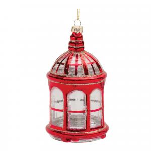 Елочная игрушка-фонарь Melrose International из блестящего стекла, 6 штук, красный / золотой