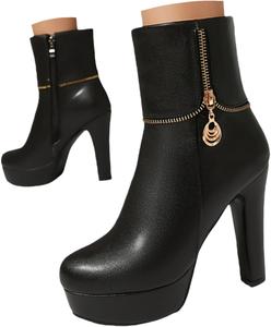 Generic Женские ботфорты с высоким каблуком-стилетто, черные кожаные, с заостренным носком, осенние высокие ботинки с боковой молнией