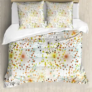 Пододеяльник ABAKUHAUS с абстрактным рисунком, с яркими точками, с защитой от клещей, подходит для аллергиков, с наволочками, 200 см x 200 см - 80 x 80 см, разноцветный