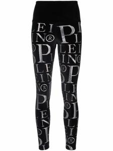 Philipp Plein легинсы с завышенной талией и логотипом, черный