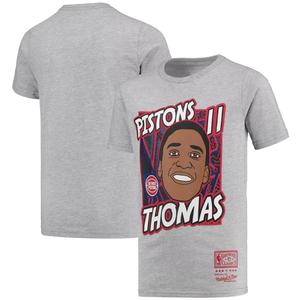 Молодежная футболка Mitchell & Ness Isiah Thomas Grey Detroit Pistons Hardwood Classics King of the Court Player Футболка Unbranded