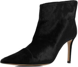 Женские ботильоны XYD с острым носком на высоком каблуке, стильные, однотонные, из бархата и кожи, на молнии, сапоги до середины голени, Black