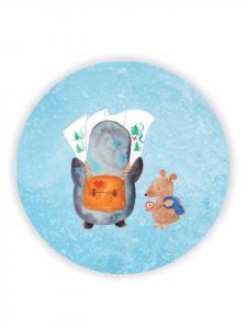 Mr. & Mrs. Panda Магнит на холодильник «Пингвин и Мышка-турист» (без   ) в ледяном синем цвете