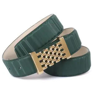 Кожаный ремень Anthoni Crown с пряжкой золотого цвета, зеленый