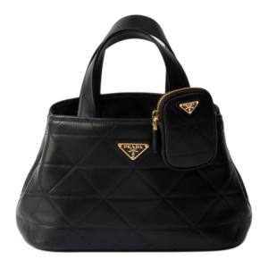 Кожаная стеганая сумка через плечо, кроссбоди, маленькая женская сумка black PRADA, Set (Bag+Dust Bag)